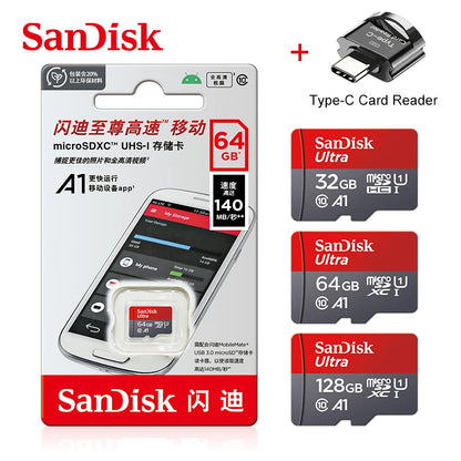 SanDisk Micro-SD Card 32GB 64GB 256GB 128GB A1 Memory Cards Class 10 Flash Drive Cards 32GB cartao de memoria For Phone