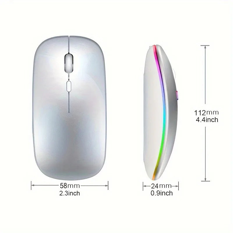 Wireless Mouse Bluetooth-Compatible 2.4GHz Dual Modes Mice Rechargeable RGB Ergonomic Silent Click for PC iPad Laptop Huaiwei