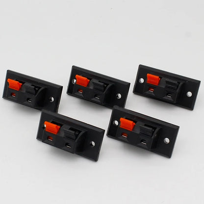 5Pcs 2 Positions Connector Terminal Push in Jack Spring Load 2 way 2 Pin Spring push Release Home Audio Speaker Terminals