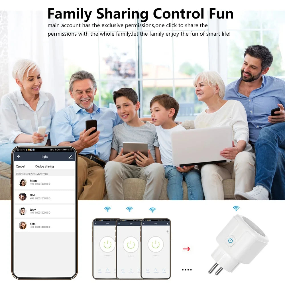 1pcs Tuya ZigBee 3.0 WiFi Smart Plug EU 16A/20A Power Monitor Timing Smart Socket Voice Control via Alexa Google Home Smart Life