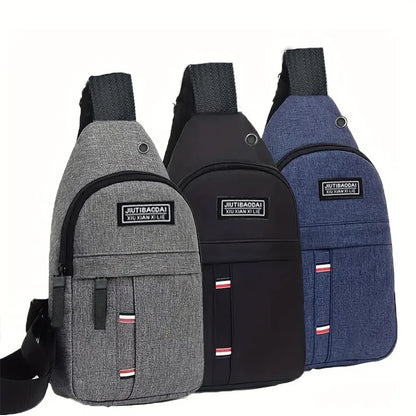 Men's Functional Chest Bag, Suitable for Business Trips and Travel, Single Shoulder Bag, Single-Layer Pocket, Nylon Material
