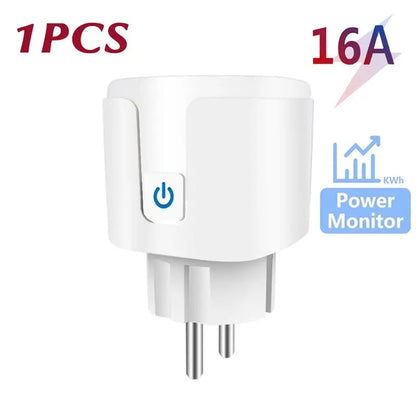 16/20A EU Smart Socket WiFi Smart Plug with Power Monitoring Timing Function Voice Control Works With Tuya APP Alexa Google Home