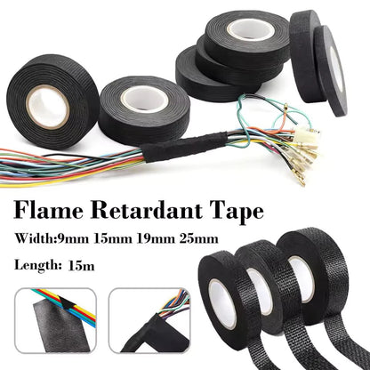 15 Meter Heat-resistant Flame Retardant Tape Coroplast Adhesive Cloth Tape For Car Cable Harness Wiring Loom Protection