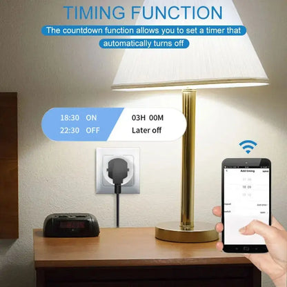 16/20A EU Smart Socket WiFi Smart Plug with Power Monitoring Timing Function Voice Control Works With Tuya APP Alexa Google Home
