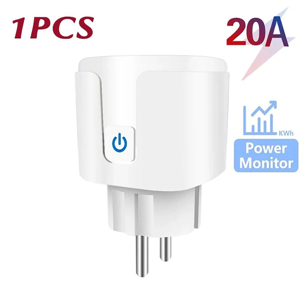 16/20A EU Smart Socket WiFi Smart Plug with Power Monitoring Timing Function Voice Control Works With Tuya APP Alexa Google Home