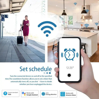 16/20A EU Smart Socket WiFi Smart Plug with Power Monitoring Timing Function Voice Control Works With Tuya APP Alexa Google Home